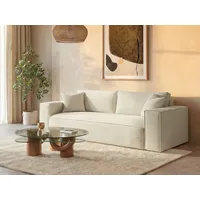 Sofa 4-Sitzer mit Matratze - Cord - Cremefarben - Liegefläche 160 cm - Matratze 13 cm mit Memory Schaum - AMELIA
