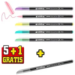 5 + 1 GRATIS: edding 1200 Filzstifte farbsortiert, 5 St. + GRATIS 1 St.