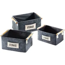 Kobolo Regalkorbset STORAGE aus Filz mit Holzgriffen Filzbox 3er Set