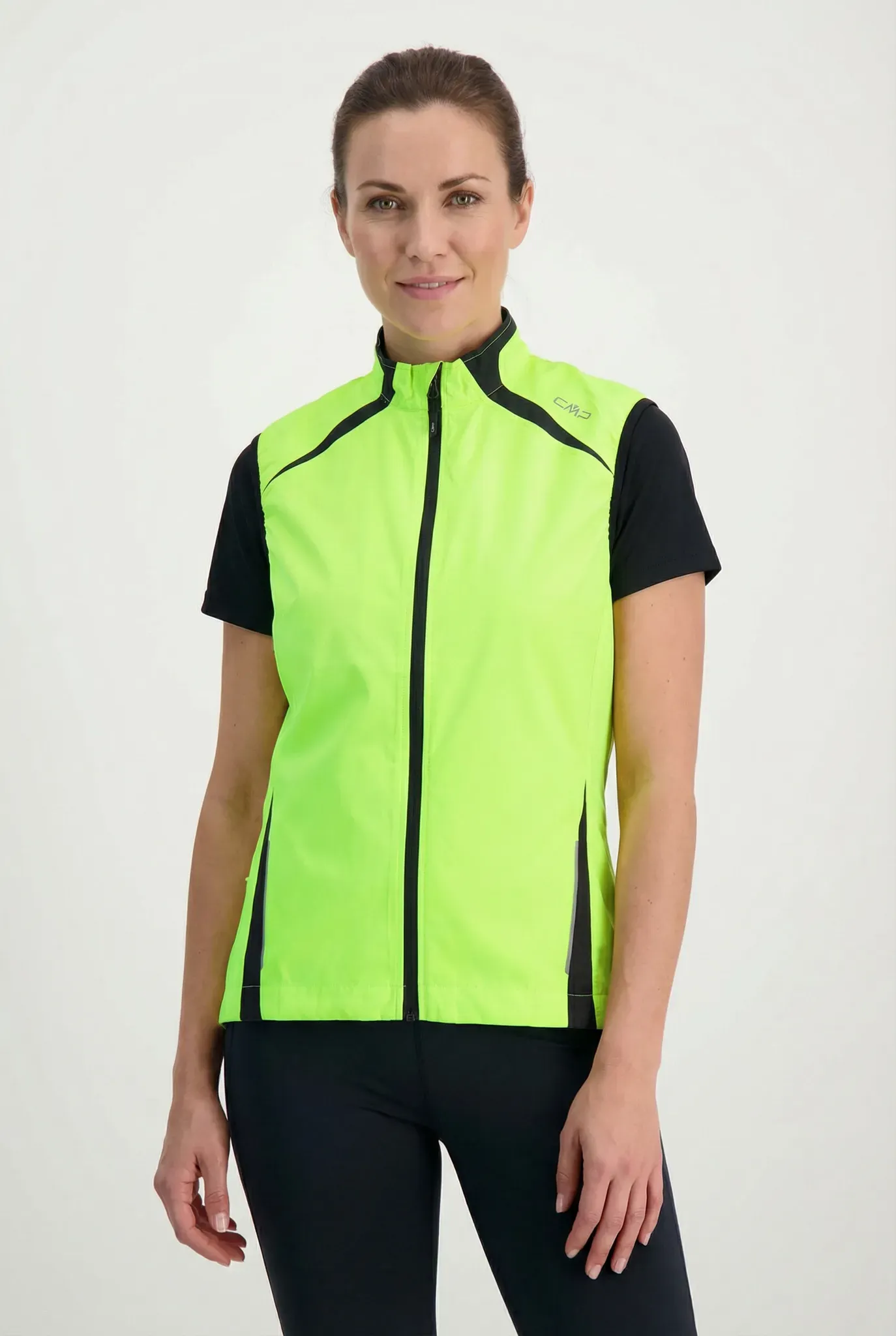 Funktionsweste CMP, Damen, Gr. 42, gelb fluo, Obermaterial: 100% Polyester, Westen Funktionsweste, mit reflektierenden Details, sportlicher Stil