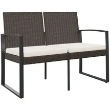 furnicato Gartenbank 2-Sitzer mit Kissen 110 x 60 x 85 cm Braun