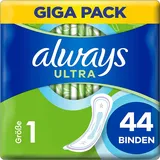 Always Ultra Binden Damen Normal (Größe 1) (44 Damenbinden), Big Pack, dünn und super saugfähig, geruchsneutralisierend und Auslaufschutz