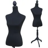 MCW Schneiderpuppe MCW-Q24, Schaufensterpuppe Torso weiblich, Schaumstoff, abnehmbarer Bezug, MVG-zertifiziert ~ schwarz