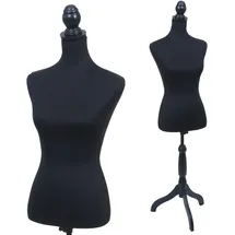 MCW Schneiderpuppe MCW-Q24, Schaufensterpuppe Torso weiblich, Schaumstoff, abnehmbarer Bezug, MVG-zertifiziert ~ schwarz