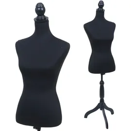 MCW Schneiderpuppe MCW-Q24, Schaufensterpuppe Torso weiblich, Schaumstoff, abnehmbarer Bezug, MVG-zertifiziert ~ schwarz