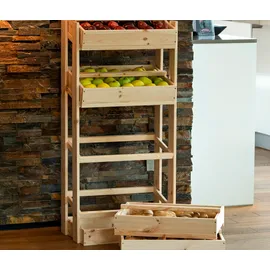 Dobar Vorratsregal Obstkiste aus Holz mit 4 Fächern 53 x 35 x 116 cm natur