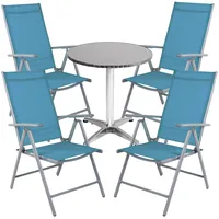 Mojawo® 5-teiliges Bistroset Bistrogarnitur Balkonset Silbergrau / Patrol