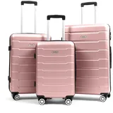 Easy Move ABS Hartschalenkoffer - Reisekoffer mit 360° Rädern, Zahlen-Schloss -, Hartschalenkoffer, Luggage, Trolley Koffer (Rose Gold, Set)