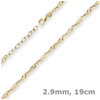 Schmuck Krone Goldarmband 2,9mm Armband Singapurkette aus 585 Gelbgold 19cm, Gold 585 goldfarben