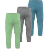 normani Outdoor Sports Normani, Outdoor Sports 3er Pack Baby Merino Unterhose mit Füßen in Blau/Grau/Grün | Gr.: 74