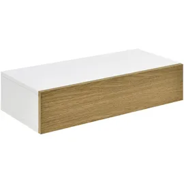 [en.casa] Wandregal Leknes 50x24x12 cm 2er Set mit Schublade Weiß/Holzfarben