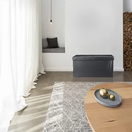 Relaxdays Sitzbank, mit Stauraum, faltbar, Leder-Optik, klappbarer Deckel, Flur, Schlafzimmer, Polster Truhenbank, Weiß