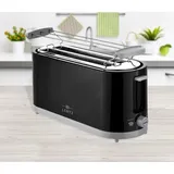 4-Scheiben Langschlitztoaster mit 7 Bräunungsstufen und Brötchenaufsatz Familientoaster, Schwarz