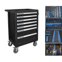 AEROTEC Werkstattwagen Stahl 165 tlg. Chrom, Leder, Chrom-Vanadium-Stahl bestückt
