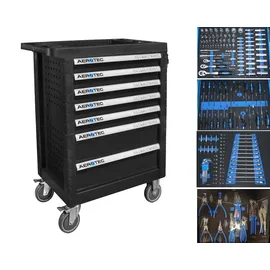 AEROTEC Werkstattwagen Stahl 165 tlg. Chrom, Leder, Chrom-Vanadium-Stahl bestückt