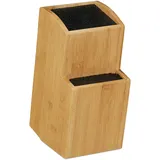 Relaxdays Messerblock Bambus, Messerständer mit Borsten, universal, Messerhalter unbestückt, HBT 25,5x11,5x18 cm, natur