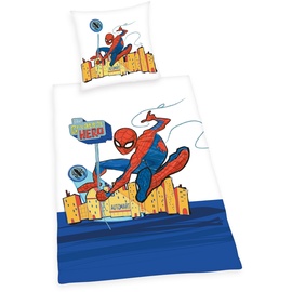 Herding Bettwäsche Spiderman, Kopfkissenbezug 80 x 80 cm mit Wende-Motiv, Bettbezug 135 x 200 cm, Mit Knopfleiste, 100% Baumwolle