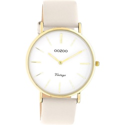 OOZOO Quarzuhr Oozoo Damen Armbanduhr Vintage Series, Damenuhr rund, groß (ca. 40mm) Lederarmband, Fashion-Style weiß