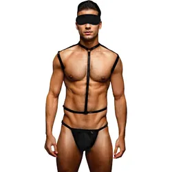 Wetlook Chest Harness, 3 Teile, schwarz, L/XL