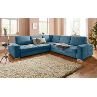 sit&more Ecksofa Santorini L-Form, mit Federkern und Sitztiefenverstellung, wahlweise mit Bettfunktion blau