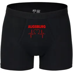 multifanshop Herren Boxer Short - Augsburg - Herzschlag - Druck rot - Unterwäsche