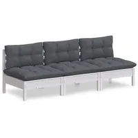 vidaXL 3-Sitzer-Gartensofa mit Anthrazit Kissen Massivholz Kiefer