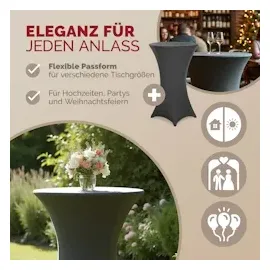 DEUBA Detex® Stehtischhusse Überzug 5er Set Ø60 cm Ø anthrazit