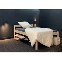 LIEGEWERK Massivholzbett Seniorenbett erhöhtes Bett Holz mit Kopfteil Holzbett
