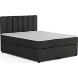 dein schlaf 24 Boxspringbett ROCK 160x200 Velour Anthrazit H4 - Dunkelgrau