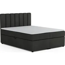 dein schlaf 24 Boxspringbett ROCK 160x200 Velour Anthrazit H4 - Dunkelgrau