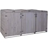 MCW XL 3er-/6er-Mülltonnenverkleidung MCW-H74, Mülltonnenbox, erweiterbar 126x238x98cm Holz MVG ~ anthrazit-grau