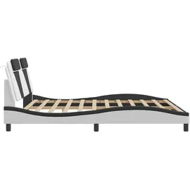 vidaXL Bettgestell mit LED ohne Matratze Weiß und Schwarz 180x200 cm Kunstleder