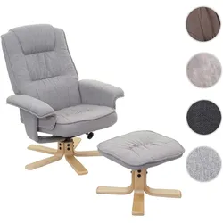 Relaxsessel M56, Fernsehsessel TV-Sessel mit Hocker, Stoff/Textil, FSC¬Æ-zertifiziert ~ hellgrau