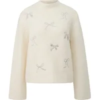 s.Oliver Strickpullover mit Stehkragen und Schleifen-Stickerei Beige L