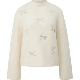 s.Oliver Strickpullover mit Stehkragen und Schleifen-Stickerei Beige L