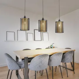 WOFI Hängeleuchte 3-flg. E14 15 cm schwarz goldfarben