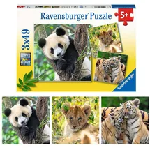Ravensburger Kinderpuzzle 3x49 Teile - Panda, Tiger und Löwe