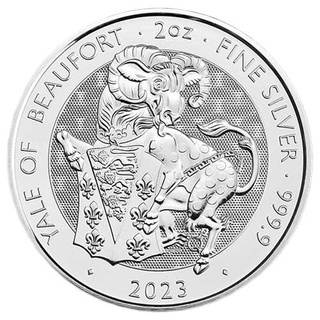 Silber Yale of Beaufort, Serie Royal Tudor Beasts 2023, 2 Unzen Silbermünze, Neuware