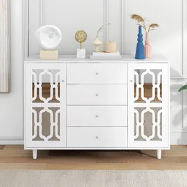 stilvora Sideboard 147,5 x 102 x 40 cm Weiß