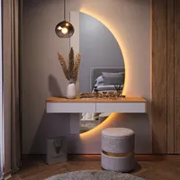 Vicco Schminktisch Melisa 120 x 161 cm Eiche Weiß LED-Spiegel Schublade modern