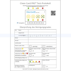 Hygiene Kontrollset Clean Card® Pro Testprotokoll zur Dokumentation der Reinigungsergebnisse