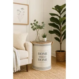 Kobolo Wäschekorb Korb HOME Gr. M 34x47 cm Metall Holz mit Deckel Griffe