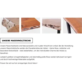 sam möbel gmbh Esstisch Baumkante Massiv Akazie nussbaumfarben 300x100 A-Gestell schwarz ALICANTE - Braun