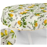 ANRO Tischdecke mit Tee und Kaffee aus Textil Tischtuch mit Beschichtung Tischwäsche (Einzelstück 1-tlg), auch als Gartentischdecke - mit Schutzschicht beige Oval | 140 cm x 240 cm x 0.3 mm