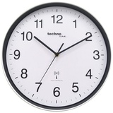 Technoline Funkwanduhr, silberner Rahmen, weißes Ziffernblatt, Schwarze Ziffern, Ø: 30 cm, Silber