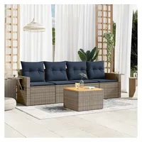 vidaXL Gartensofa-Set 5-tlg. grau Polyrattan