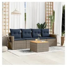 vidaXL Gartensofa-Set 5-tlg. grau Polyrattan