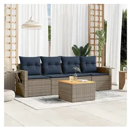 vidaXL Gartensofa-Set 5-tlg. grau Polyrattan