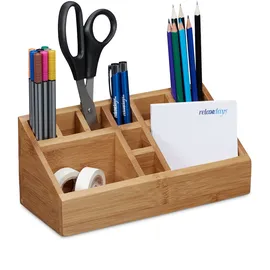Relaxdays Schreibtisch-Organizer Braun 10 Fächer 23,0 x 10,0 x 10,0 cm