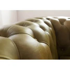 Massivmoebel24 Sessel Echtleder 105x82x75 grün CHESTERFIELD #302